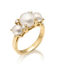 Gold-Plated Pearl & Cubic Zirconia Ring
