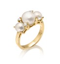 Gold-Plated Pearl & Cubic Zirconia Ring
