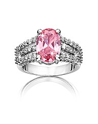 Pink & White Oval Cubic Zirconia Ring