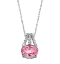 Pink & White Oval Cubic Zirconia Pendant