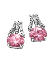 Pink & White Oval Cubic Zirconia Earring