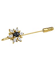 Gold-Plated Sapphire Pin Brooch