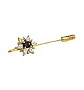 Gold-Plated Sapphire Pin Brooch