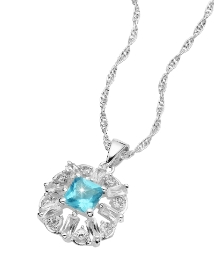 Silver-Plated Blue Topaz Pendant