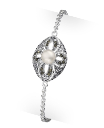 Silver-Plated Pearl & Marcasite Bracelet
