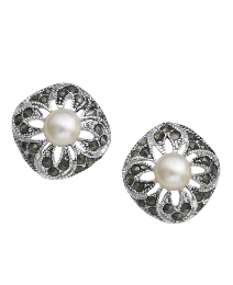 Silver-Plated Pearl & Marcasite Earrings