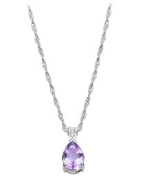 Silver-Plated Amethyst Pear Drop Pendant