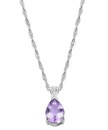 Silver-Plated Amethyst Pear Drop Pendant