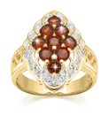Garnet & Cubic Zirconia Cluster Ring