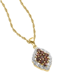 Garnet & Cubic Zirconia Cluster Pendant
