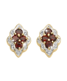 Garnet & Cubic Zirconia Cluster Earrings