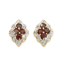 Garnet & Cubic Zirconia Cluster Earrings