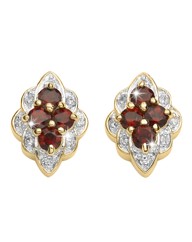 Garnet & Cubic Zirconia Cluster Earrings