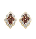 Garnet & Cubic Zirconia Cluster Earrings