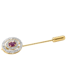 Ruby & Cubic Zirconia Pin Brooch