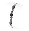Silver-Plated Onyx & Marcasite Bracelet