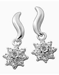 Silver-Plated Diamond Cluster Earrings