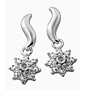 Silver-Plated Diamond Cluster Earrings