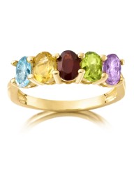 Gold-Plated Multi Gemstone Ring