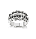 Silver-Plated Black Crystal Ring