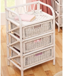 White Wicker Drawer Units 3 Drawer