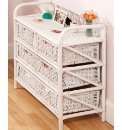 White Wicker 4 plus 2 Drawer Chest