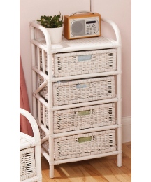 White Wicker Drawer Units 4 Drawer