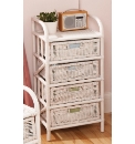 White Wicker Drawer Units 4 Drawer