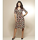 Print Mock Wrap Dress 41in