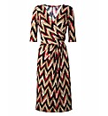 Print Mock Wrap Dress 41in