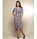 Print Mock Wrap Dress 41in