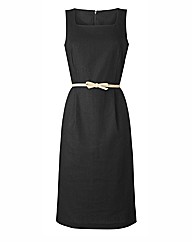 Linen Shift Dress With Belt 41in