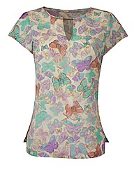 Print Cap Sleeve Blouse