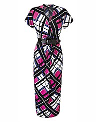 Print Dress with Belt Length 41in