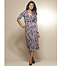 Print Mock Wrap Midi Dress 45in