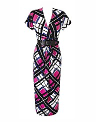 Petite Print Dress with Belt Length 38in