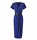 Plain Midi Dress with Belt Length 45in