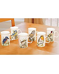 Set of 6 Birds Mugs
