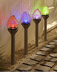 Set of Four Crackle Flame Stake Lights