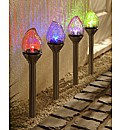 Set of Four Crackle Flame Stake Lights