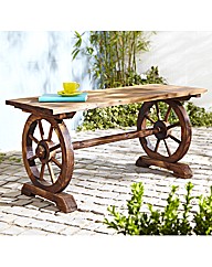 Cartwheel Wooden Garden Table