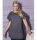 Sheer Short Sleeve Bead Trim Blouse