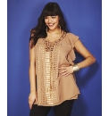 Sequin Trim Angel Sleeve Top