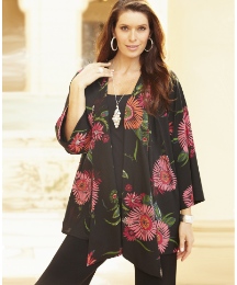 Oriental Flower Print Kimono Jacket