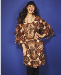 Layered Sleeve Print Dress