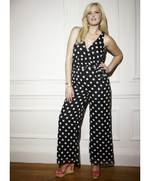Spot Print Palazzo Jumpsuit