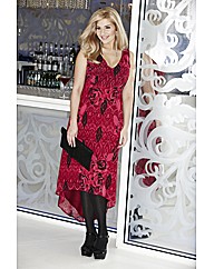 High Low Hem Aztec Rose Print Dress