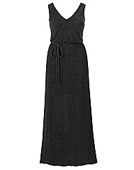 V-neck Glitter Jersey Maxi Dress