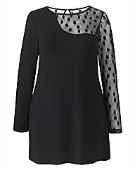 Layered Spot Mesh Patterned Top