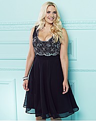 Short Beaded Dress with Back Ties